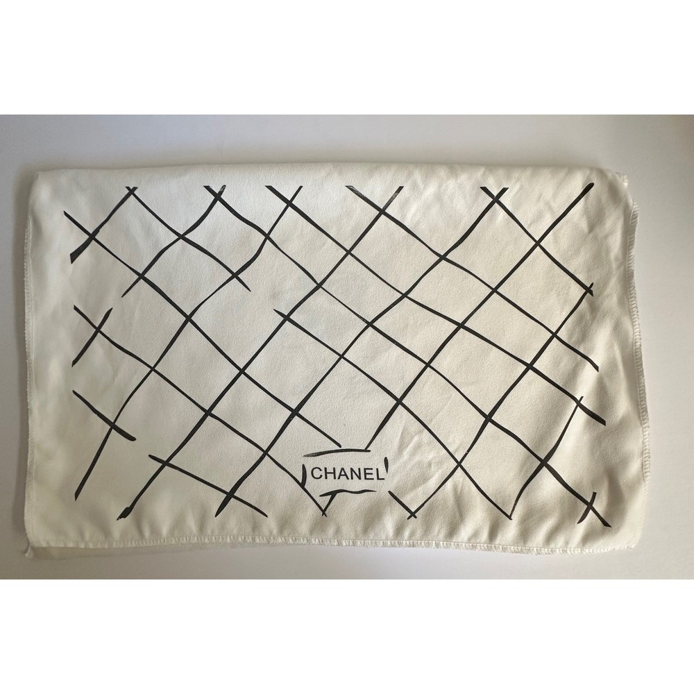 Chanel Karl Lagerfeld Coco Chanel Dust Bag Cream White Grid 20x12.5 Large Sleeve